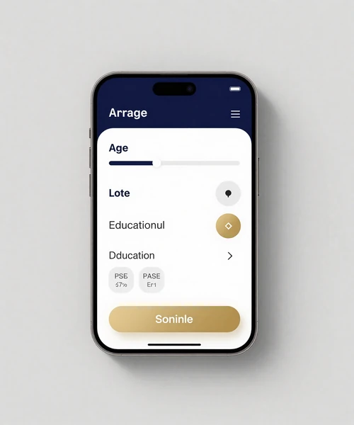 LunaMeet search filter panel mockup showing age range, location, education, and dating goal filters for the dating platform
