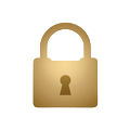 Gold padlock icon representing LunaMeet's end-to-end data encryption for dating profiles